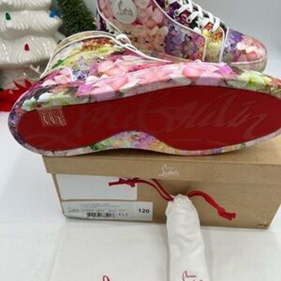 Christian Louboutin Orlato high top multicolor floral sneakers size 43.5 - Picture 12 of 14